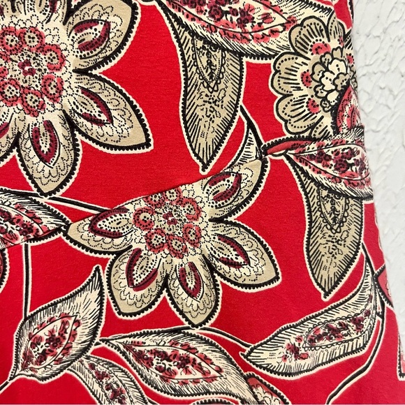 J. Jill Wearever Red Floral Short Sleeve Rayon spandex dress size medium - Picture 3 of 6